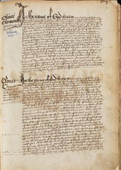 Oliver Claymond's Will, Book of Deeds and Wills, 1540