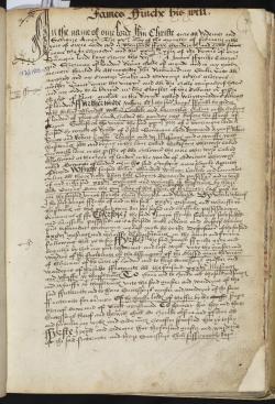 James Finch's Will, Book of Deeds and Wills, 1508