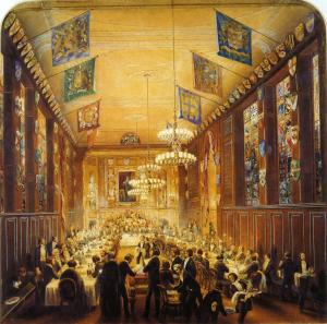 Livery Hall in the fourth Clothworkers' Hall, c.1856 watercolour by P.W. Justyne