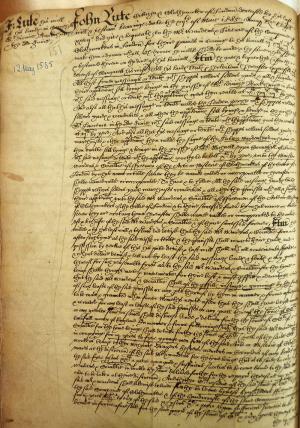 John Lute's Will, Book of Deeds and Wills, 1585