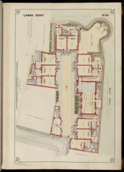 Plan of Lambe's College [i.e. Heath almshouses] at Monkwell Street, early 1870s