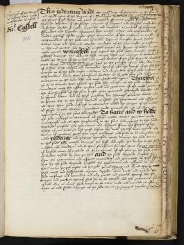 Lease of a property at Basing Lane, granted to Richard Castell, Book of Deeds and Wills, 1555